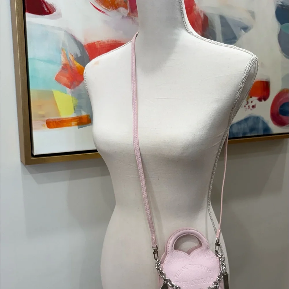 Tiffany & Co. Pale Pink Leather Mini Bag with Charm Chain New Full Set - Picture 2 of 15